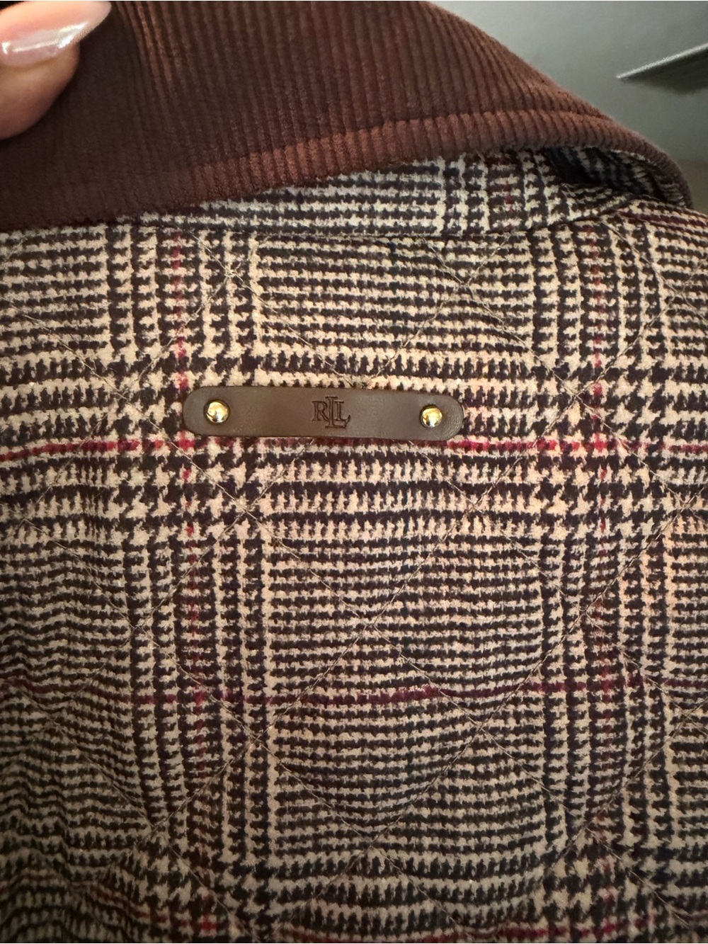 Ralph Lauren Black and Gold Crest Patch on Brown Plaid Jacket🤎 - Picture 9 of 10